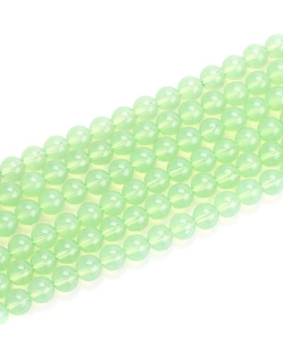 8mm Glass Beads 46PCS Glass Beads for Jewelry Making Charm Round Loose Bead for Bracelet Making Kit (White Green) - color: White Green