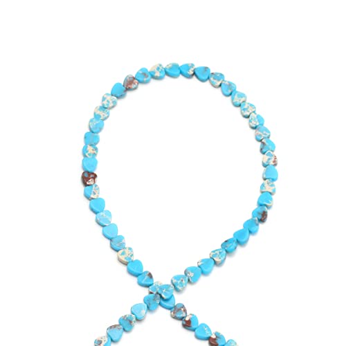 6mm Natural Blue Imperial Jasper Stone Beads Heart Shape Cute Fine Gems Spacer Beads Fit Jewelry Making DIY Exquisite Necklace Bracelet Accessory - color: Blue Imperial Jasper