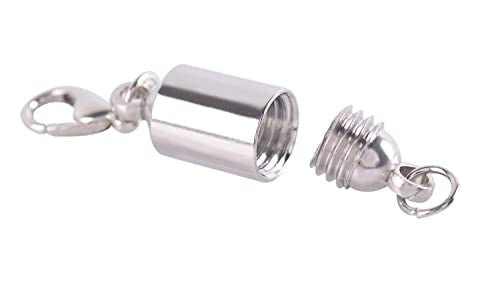 KONMAY 10 Sets Rhodium Screw-in Magnetic Necklace Clasps, Safety Magnetic Converter Clasps for Jewelry Making - color: Rhodium