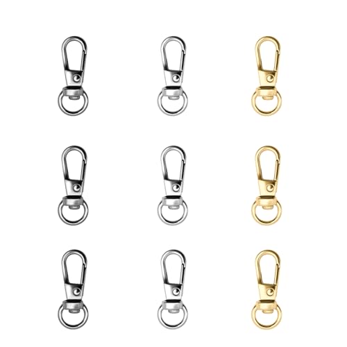 12pcs Swivel Push Gate Snap Hooks Clasps for DIY Crafts Keychain Clip Purse Handbag Making Accessories (Small(32mm),Multicolour) - color: multicolour, size: Small(32mm)