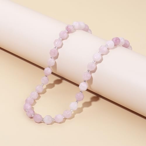 8mm Faceted Natural Spodumene Stone Loose Round Semi Gemstone Beads for Bracelet Necklace Jewelry DIY Making - color: Spodumene-1