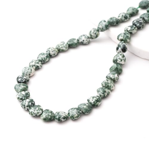 10mm Natural Green White Sodalite Stone Beads Heart Shape DIY Loose Gemstone Energy Healing Crystal Charms for Jewelry Making Handmade - color: Green White Sodalite