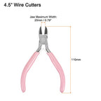 HARFINGTON Wire Cutters 4.5 Inch Diagonal Cutting Side Precision Pliers with Pink Plastic Handle for DIY Crafts Jewelry Making
