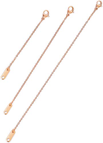 Altitude Boutique 18k Gold Plated Necklace Extenders Delicate Necklace Extender Chain Set for Women 3 Piece Set, Extensions 2", 4", 6" Inches Hypoallergenic in Gold, Rose Gold, or Silver - color: Rose Gold
