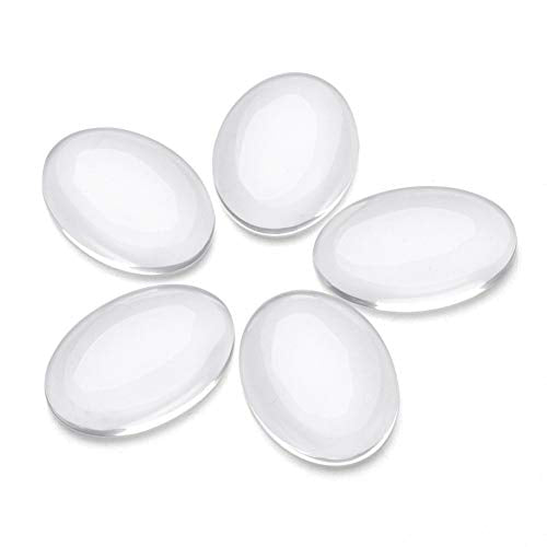 Craftdady 200Pcs Transparent Glass Cabochons 25x18mm Oval Clear Glass Flat Back Dome Tile Cabochons Covers for Photo Pendant Jewelry Making - color: Transparent Clear, size: 25x18mm Oval