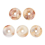 FASHEWELRY 5Pcs Natural Crazy Agate Donut Disc Gemstone Pendants 30x5mm Large Hole Healing Chakra Polished Stone Flat Round Bead Charms for Jewelry Making Hole: 6mm - color: 30mm, Crazy Agate, Colorful