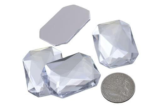 40X30mm Crystal A01 Flat Back Acrylic Octagon Jewels Pro Grade Individually Wrapped - 4 Pieces - color: Crystal Clear A01