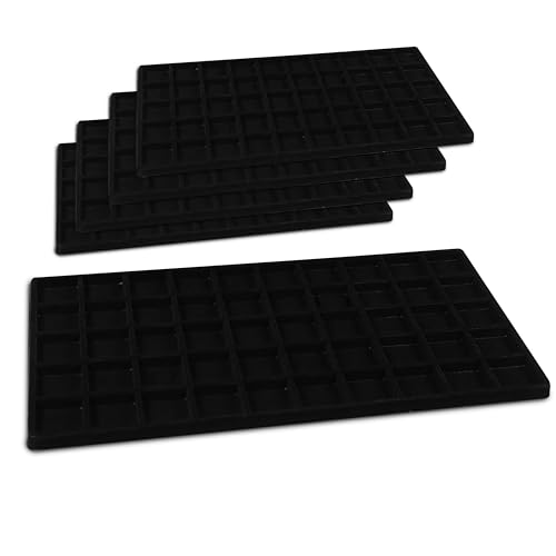 Novel Box 5 Pack 50-Slot Black Liner Jewelry Storage Tray Inserts 14.75x8.25x1 Inches - Jewelry Organizer Pad for Drawers & Store Displays - Jewelry Display Pads for Rings Earrings & Pendants - color: Black, size: 50-Slot Inserts
