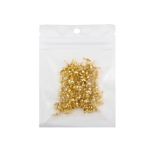 100 Pcs 18K Gold Crimp Beads for Jewelry Making - 4mm Crimp Bead Covers, Knot Covers for Jewelry Making, Knot Covers Clamshell Fold-Over Bead Covers for DIY Bracelets Necklaces - color: Gold