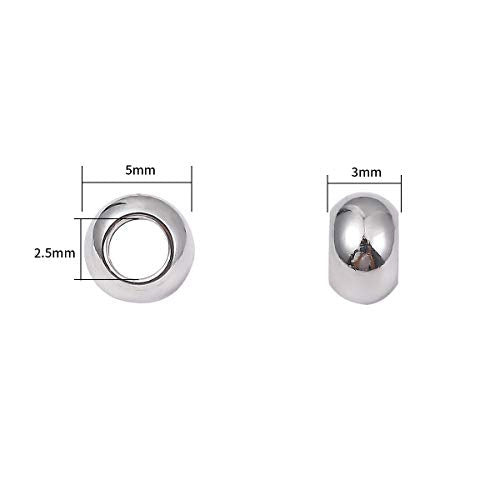 BEADIA Stainless Steel Spacer Beads 5x3mm Rondelle Loose Charm Caps Beads for DIY Jewelry Making 100pcs with 2.5mm Hole - color: 5x3mm 2.5mm