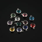 Adabele 1 Set Grade A Mixed Dangle Birthstone Charm 6mm Small Crystal Bead Sterling Silver Plated (12pcs) For DIY Craft Jewelry Making CCP20 - color: Silver, size: 6mm (0.24") -12pcs