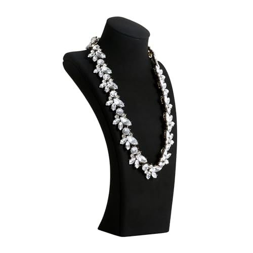 GemeShou Black necklace storage organizer for sale, Velvet necklace holder stand, jewelry bust display stands, Jewelry Mannequin for Countertop, Showcase【Black-Medium height 10.43 inch】 - color: Black, size: Medium