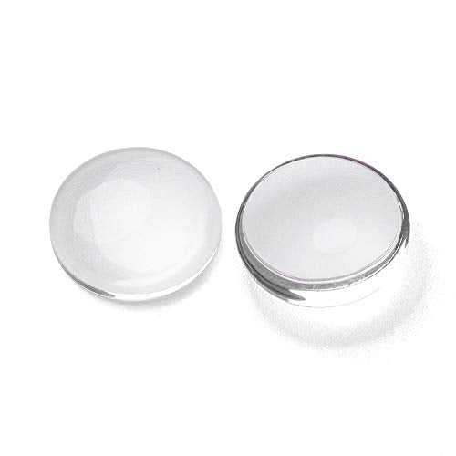 Craftdady 200Pcs Transparent Glass Cabochons 14.5~15mm Clear Glass Flat Back Dome Tile Half Round Cabochon Covers for Photo Pendant Jewelry Making - color: Transparent Clear, size: 15mm Round