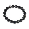 AD Beads Natural Gemstone Round Beads Stretch Bracelet Healing Reiki 10mm (Obsidian) - color: Obsidian