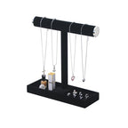 Coward Jewelry Organizer Stand, Velvet Necklace Bracelet Watch Ring Display Holder with Tray, Multi-use Jewelry Display Stand for Women Girls Dresser Nightstand (Black) - color: Black Silver End