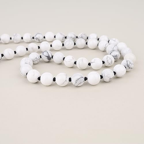 GAVU Hand-knotted Men's Beaded Necklace, Crystal Necklace for Men - color: Howlite, size: 24"