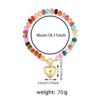 GZQ Chunky Gold Heart Necklace for Women, Resin Beaded Chain with Puff Heart Adjustable Clasp, Perfect for Daily Wear Party Date Streetwear Outfits Fashion Jewelry Gift - color: Colorful