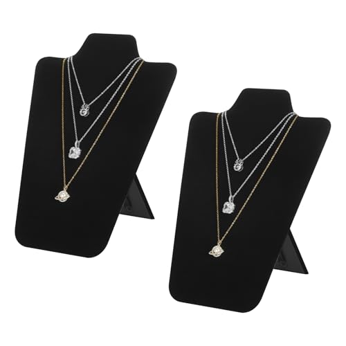 KUKUVR 2Pcs Black Velvet Necklace Bust Display Stand, Jewelry Pendants Chain Holder Stand, Necklace Display Board for Retail Vendor Booth & Selling (Medium 10.6 * 7.6inch) - size: Medium 10.6*7.6inch