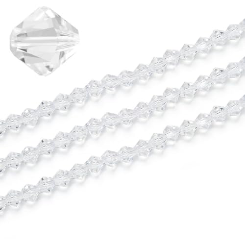 500pcs Czech 6mm (0.24 Inch) Faceted Bicone Crystal Glass Loose Beads Spacer Bulk Crystal Clear for DIY Craft Jewelry Making CCB601 - color: Crystal Clear, size: 6mm - 500pcs