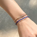 KELITCH Adjustable turquoise bead bracelet single color knitting friendship bracelet fashion jewelry daily wear gift (28 color selection) - color: Blue 04T