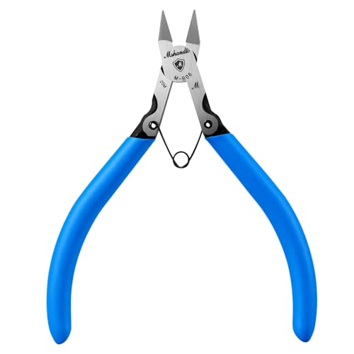 5" Flush Cutter Wire Cutters, Ultra-Sharp Precision Side & Diagonal Cutting Pliers with Spring, Chrome Vanadium Steel Wire Snips for Electronics, Model, Floral, Plastic & Soft Wire