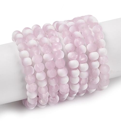 KISSITTY 50pcs Matte Beads Gradient Color Glass Frosted Crystal 4mm Rondelle Pink Bead Center Drilled Loose Craft Beads for Jewelry Making Earring Bracelet Necklace DIY Crafts - color: Pink