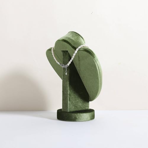 Velvet Necklace display stand for Selling, Jewelry Bust Mannequin for Show, Small Necklace Holder Stand【Green】 - color: Green