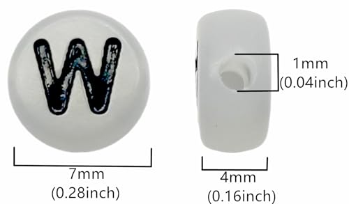 200PCS Letter Beads Glow in The Dark 4x7mm Acrylic Alphabet Letter W Beads for Jewelry Making Bracelet - color: W-200PCS