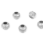 20pcs Hope Beads Large Hole Loose Round Bead (4.5mm Hole) Antique Silver Metal Spacer for DIY Craft Jewelry Making MEC-C7 - size: Hope Round Bead