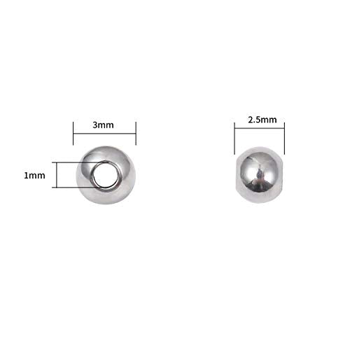 BEADIA Stainless Steel Spacer Beads 3x2.5mm Round Loose Charm Caps Beads for DIY Jewelry Making 100pcs with 1mm Hole - color: 3x2.5mm 1mm