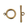 Adabele 20 Sets Smooth Round Toggle Clasp 20.8mm (0.82 Inch) Large T-Bar Closure Tarnish Resistant Antique Bronze for Necklace Bracelet Craft Jewelry Making MC-AF54 - size: 20.8mm Smooth Ring Toggle
