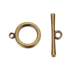 Adabele 20 Sets Smooth Round Toggle Clasp 20.8mm (0.82 Inch) Large T-Bar Closure Tarnish Resistant Antique Bronze for Necklace Bracelet Craft Jewelry Making MC-AF54 - size: 20.8mm Smooth Ring Toggle