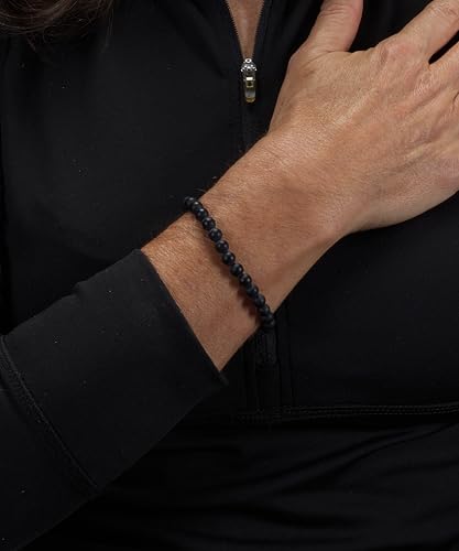 Cherry Tree Collection - Small, Medium, Large Sizes - Gemstone Beaded Bracelets For Women and Men - 6mm Round Beads - color: Black Agate Matte, size: Medium