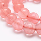 45Pcs Cherry Quartz Beads 8mm Round Natural Gemstone Beads Smooth Loose Spacer Bead for DIY Craft Bracelet Necklace Earrings Jewelry Making Supplies - color: Cherry Quartz