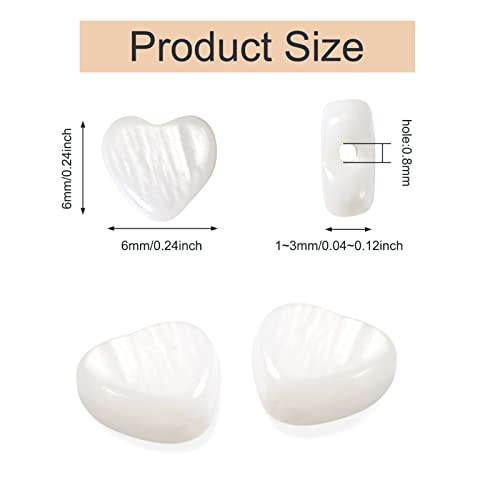 Fashewelry 62pcs Heart Freshwater Shell Beads 6mm Tiny White Heart Shell Charm Seashell Summer Beach Beads for DIY Crafts Valentines Day Necklace Bracelet Earring Jewelry Making Supplies - color: 1-White, 6x6mm