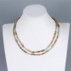 Elisheva Natural Stone Choker Necklace for Women, Boho Natural Emperor Jasper Stone Lace Agate Beaded Crystal Necklace, Gemstone Jewelry Gift for Her - style: 2 layered Shoushan stone
