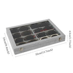 Wudygirl Jewelry organizer Sunglass Organizer 8 Slot Velvet Jewelry Tray Sunglasses Case with Lid Multi Eyeglass Case for Women Men（8 Grid - style: 8 Grid Jewelry Tray