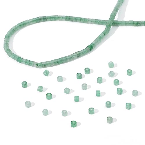 BEADIA Natural Green Aventurine Short Cylinder Beads 2x3mm 155pcs Tube Loose Semi Gemstone Beads for Jewelry Making Design - color: Green Aventurine