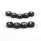 Song Xi 1200pcs Black Round Acrylic Alphabet Beads - White Letter Beads 4x7mm for Bracelets and Jewelry Making Key Chains - color: 1200pcs black white letter