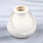 LPBeads Handmade Natural Gemstone Stretch Elastic Bracelet Healing Crystal Round Stone Beads Jewelry Gifts for Women Men - color: White Jade, size: 6mm