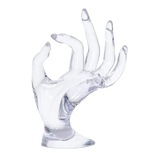 Maxsirui Hand Form Ring Holder Jewelry Display Organization Rack Bracelet Ring Watch Stand Support Aesthetic Y2k Room Decor (Transparent) - color: Transparent