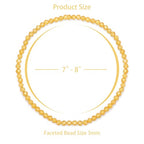 Healing Crystal Bracelet Clear Quartz Faceted Beaded Bracelets for Women Men 3mm Natural Stone Adjustable Handmade Stretch Bracelet Reiki Spiritual Jewelry Fashion Gifts - color: Citrine