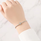 Spacer Stopper Beads for Bracelets & Necklaces, 925 Sterling Silver Beads | Smooth & Pave Cubic Zirconia (White, Blue, 18K Gold Plated) | Anti-Slide Separator Charms S925 Women Jewelry - color: 2Pcs Silver CZ Spacer