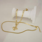 Bheop Chunky Cross Necklace for Women Trendy 14K Gold Silver Layered Statement Cross Pendant Charm Necklace Waterproof Paperclip Herringbone Snake Choker Chain Christian Jewelry Set Gift Non Tarnish - style: GD-2PCS/0.8 inch Cross+Herringbone Necklace
