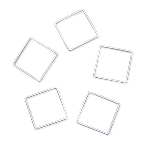 Adabele 50pcs Silver Square Beading Hoop Link Jewelry Findings 16mm Geometric Connector Open Back Bezel Frame for DIY Craft Jewelry Making CF73-2 - size: Square Shape (0.63 inch)