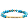 INSYOHO Dont Let the Hard Days Win Bracelet – Inspirational Healing Crystal Bracelet for Women & Men, Agate & Amethyst Beaded Adjustable, Motivational Gift for Stress Relief & Positivity - color: Turquoise Blue Sea Sediment Jasper