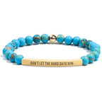 INSYOHO Dont Let the Hard Days Win Bracelet – Inspirational Healing Crystal Bracelet for Women & Men, Agate & Amethyst Beaded Adjustable, Motivational Gift for Stress Relief & Positivity - color: Turquoise Blue Sea Sediment Jasper