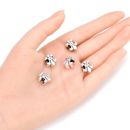 40pcs Fleur De Lis Iris Lily Large Hole Loose Beads (4.5mm Hole) Antique Silver Metal Spacer for DIY Craft Jewelry Making MEC-D6 - size: Fleur De Lis Iris Lily (Style 2)