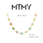 MTMY Beaded Necklaces for Women 14K Gold Plated Dainty Colorful Green/Rose Beaded Pearl Choker Necklace Delicate Boho Choker Necklace Jewelry Gift - style: Colorful daisies