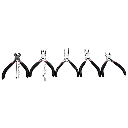 5 Sets Jewelry Pliers Kit, Steel Jewelry Making Tools, for Bracelets, Earrings, Craft Projects, Black